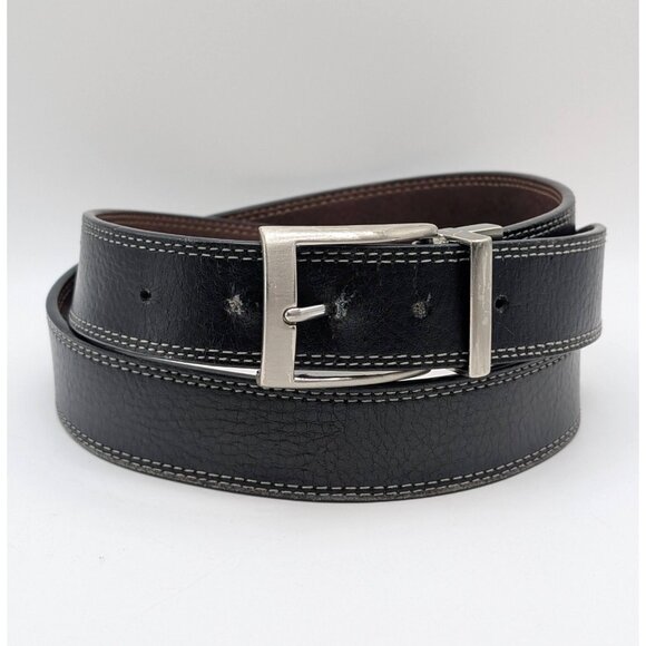 Nike Men's Golf Reversible Belt Brown/Black Size 38 Genuine Leather Silver - Picture 1 of 7